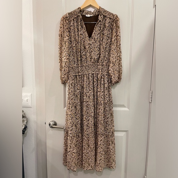 Blu Pepper Dresses & Skirts - Blu Pepper Beige and Brown Floral Dress